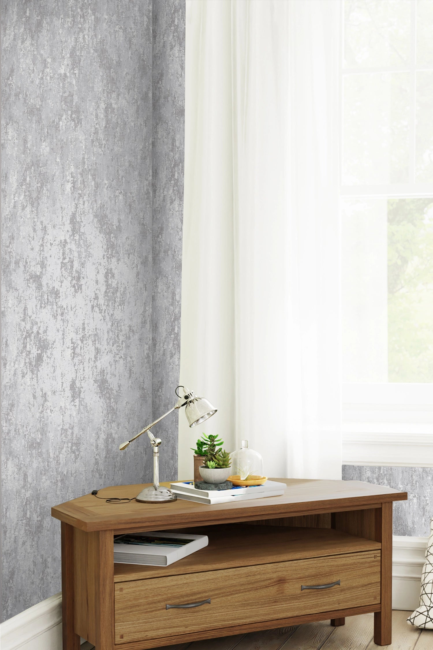 114915 Whinfell Silver Wallpaper by Laura Ashley
