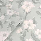 114917 Fleurir Smoke Green Wallpaper by Laura Ashley