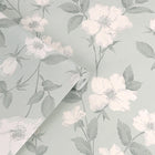 114917 Fleurir Smoke Green Wallpaper by Laura Ashley