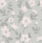 114917 Fleurir Smoke Green Wallpaper by Laura Ashley