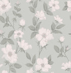 114917 Fleurir Smoke Green Wallpaper by Laura Ashley