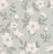 114917 Fleurir Smoke Green Wallpaper by Laura Ashley