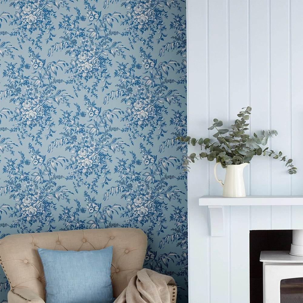 115251 Picardie Blue Sky Wallpaper by Laura Ashley