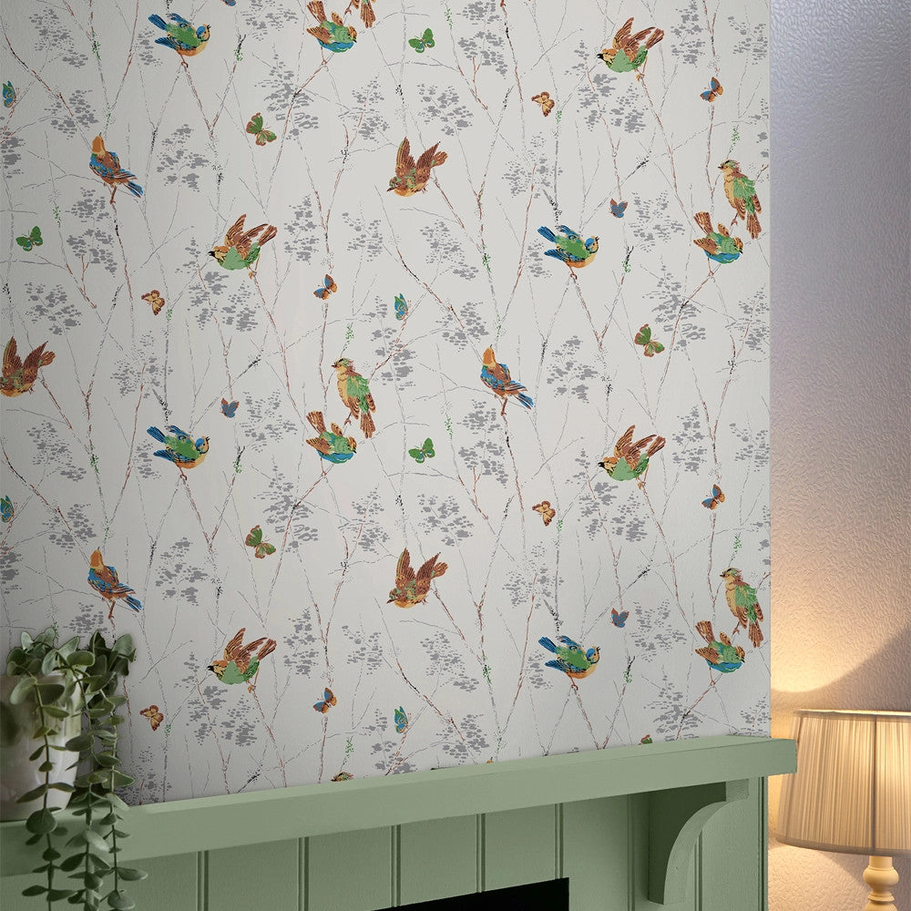 115260 Aviary Natural Wallpaper by Laura Ashley