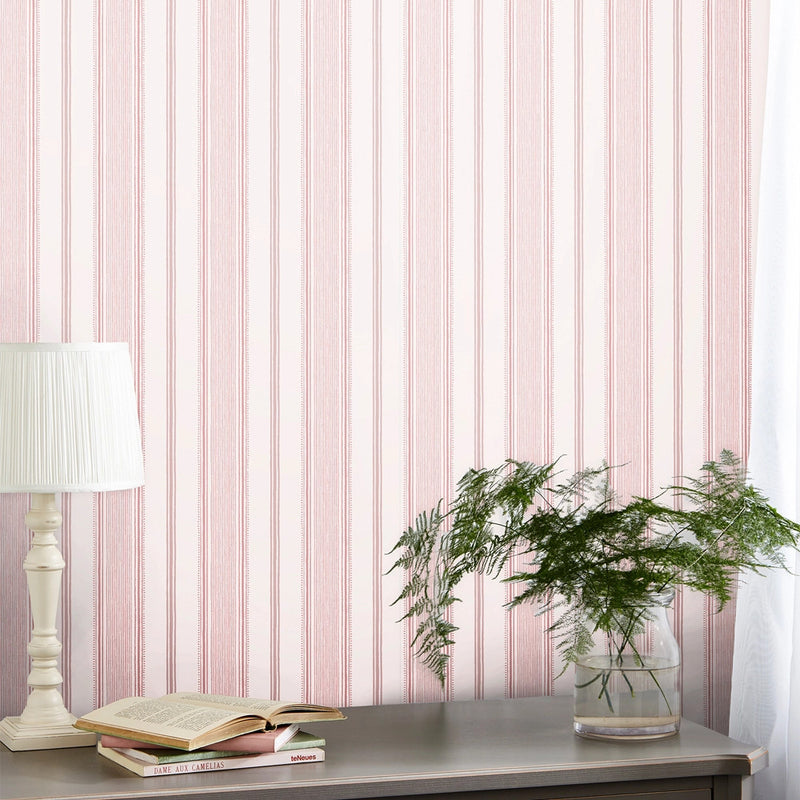 115270 Heacham Stripe Blush Wallpaper by Laura Ashley