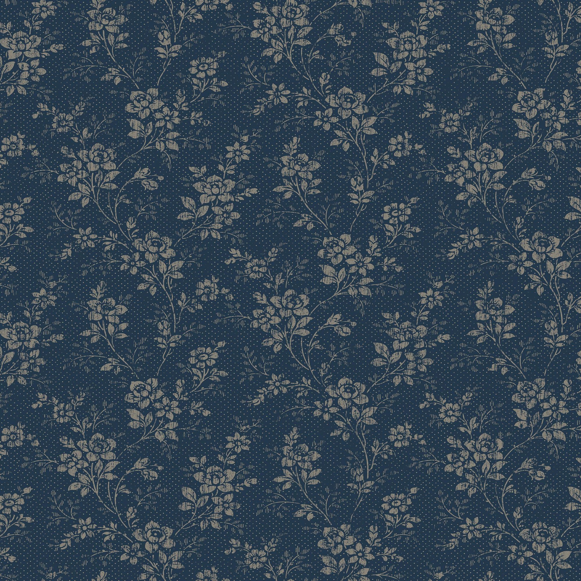 1177 Hip Rose Blue and Beige Wallpaper by Boråstapeter
