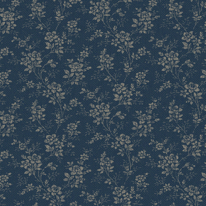 1177 Hip Rose Blue and Beige Wallpaper by Boråstapeter