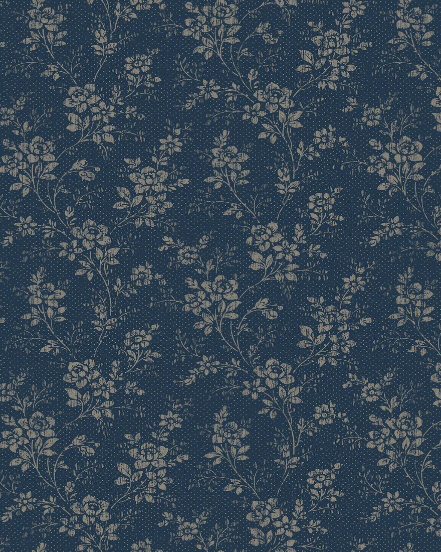 1177 Hip Rose Blue and Beige Wallpaper by Boråstapeter