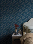 1177 Hip Rose Blue and Beige Wallpaper by Boråstapeter