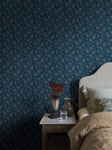 1177 Hip Rose Blue and Beige Wallpaper by Boråstapeter