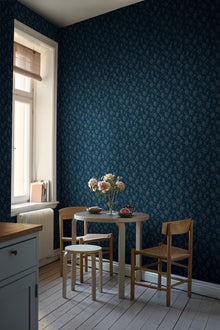 1177 Hip Rose Blue and Beige Wallpaper by Boråstapeter