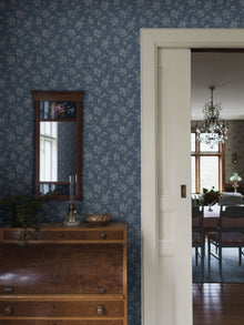 1177 Hip Rose Blue and Beige Wallpaper by Boråstapeter