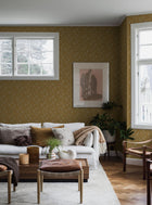 1178 Hip Rose Light Yellow and Beige Icons Wallpaper by Boråstapeter