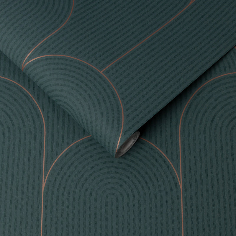 Lancet Green and Gold  Wallpaper by Graham and Brown