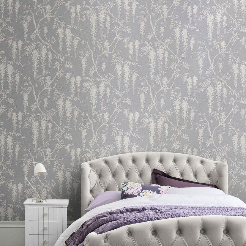 118252 Wisteria Trails Grey Wallpaper by Next