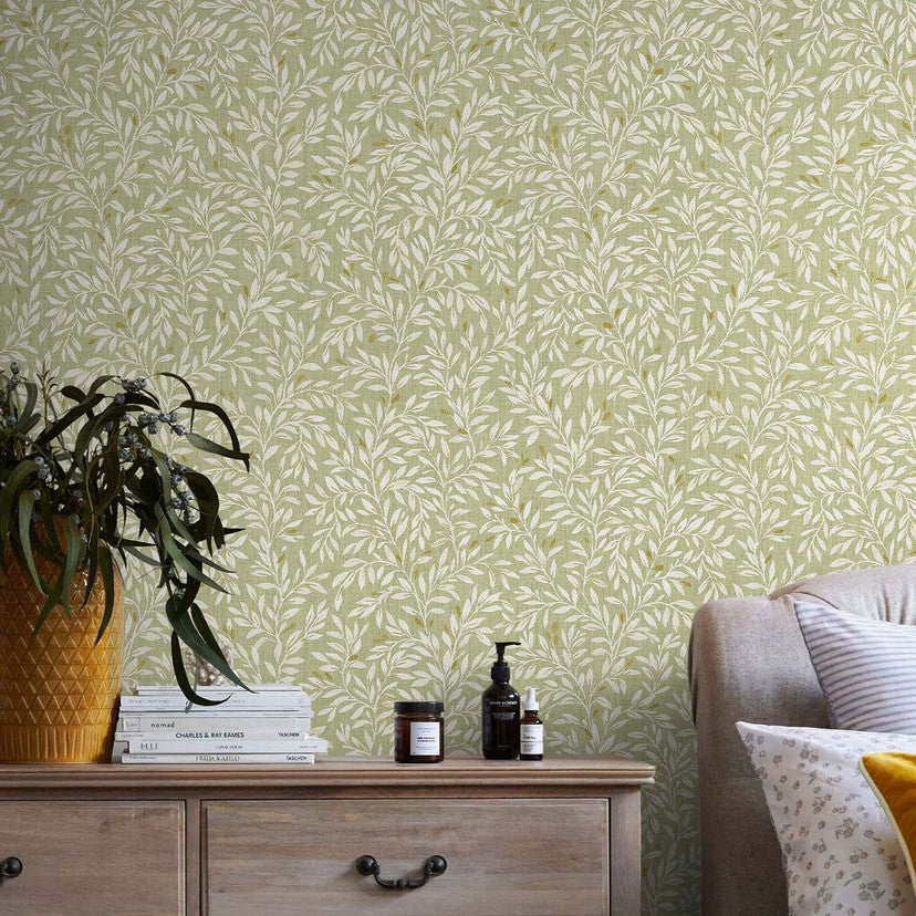 118261 Ditsy Leaf Green Wallpaper by Next