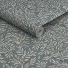 118262 Ditsy Leaf Duck Egg Wallpaper by Next