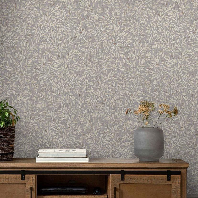 118263 Ditsy Leaf Grey Wallpaper by Next