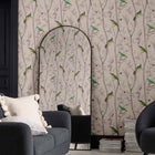118266 Chinoiserie Bird Trail Natural Wallpaper by Next