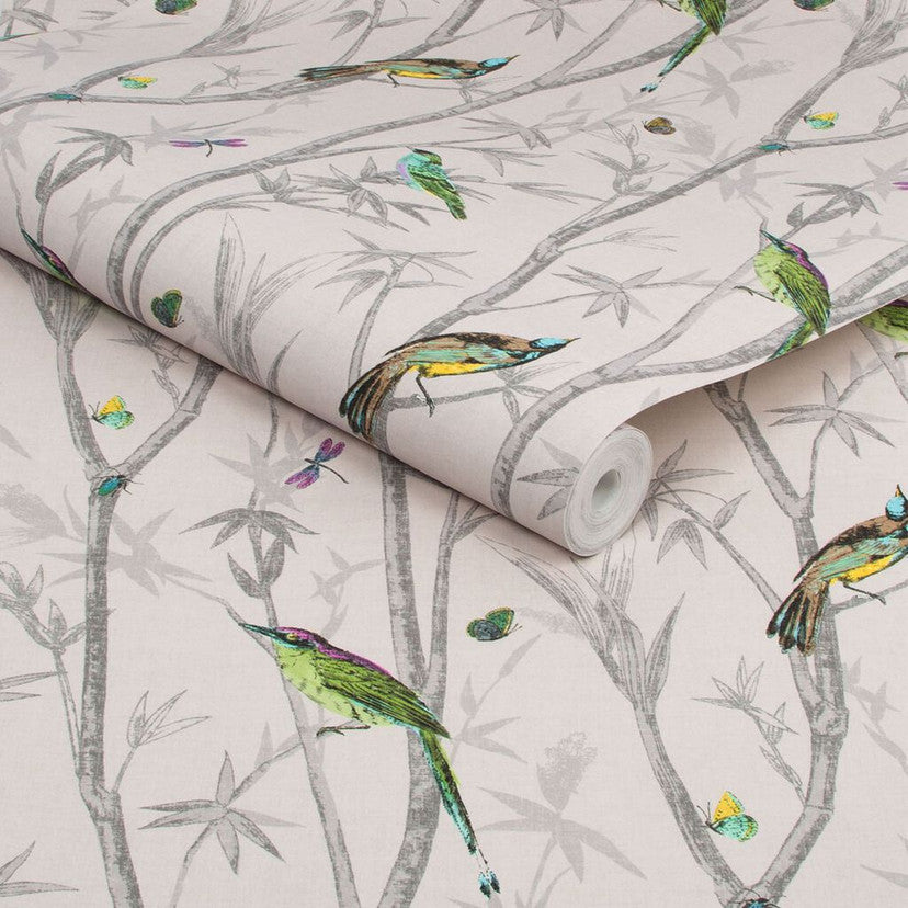118266 Chinoiserie Bird Trail Natural Wallpaper by Next