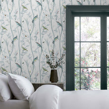 118267 Chinoiserie Bird Trail Duck Egg Wallpaper by Next