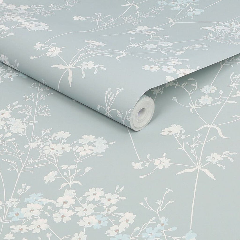 118268 Leaf Duck Egg Wallpaper by Next