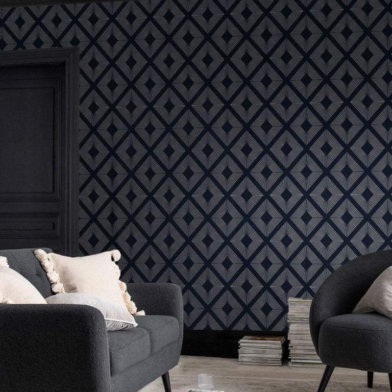 118272 Deco Triangle Navy Wallpaper by Next