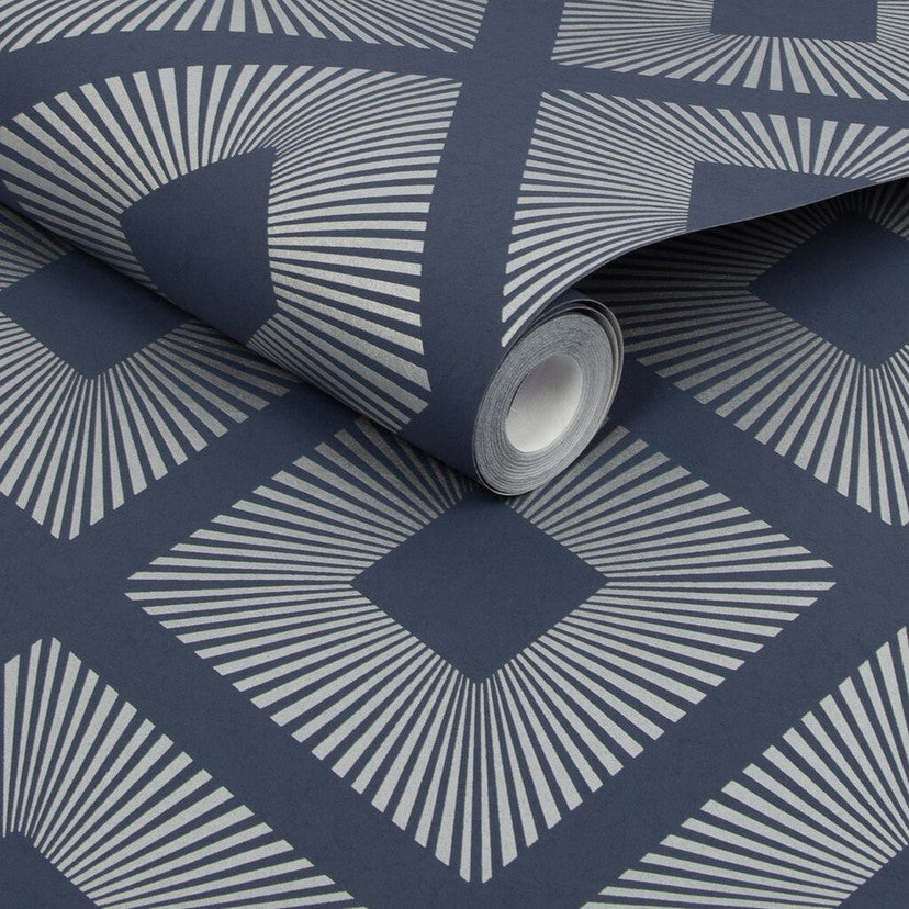 118272 Deco Triangle Navy Wallpaper by Next