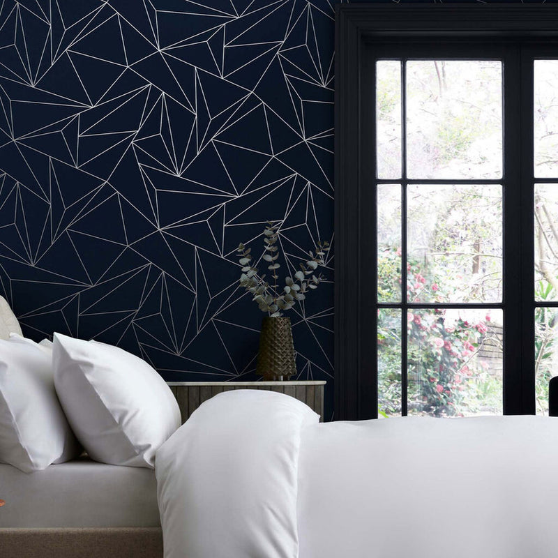 118278 Scatter Geo Navy Wallpaper by Next