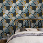 118280 Retro Shapes Geo Blues Wallpaper by Next