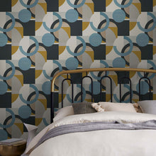 118280 Retro Shapes Geo Blues Wallpaper by Next