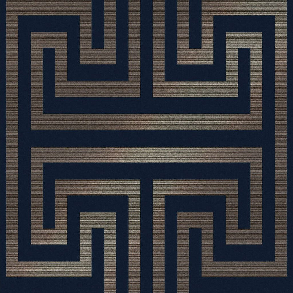 118286 Metallic Greek Key Navy Wallpaper by Next