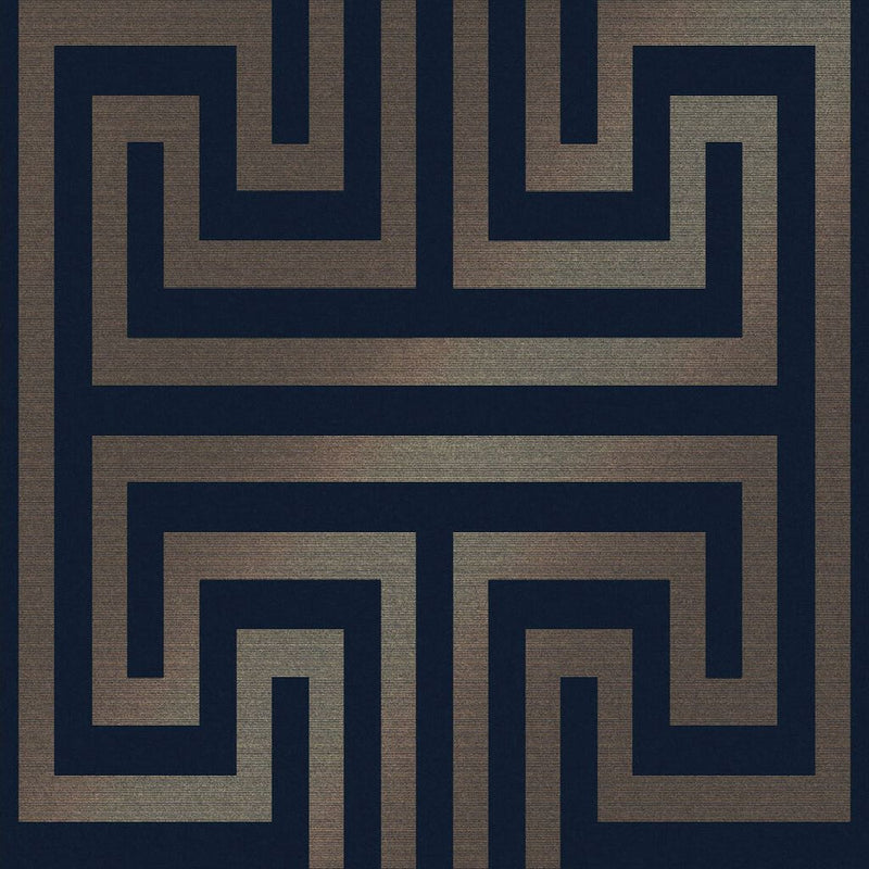 118286 Metallic Greek Key Navy Wallpaper by Next