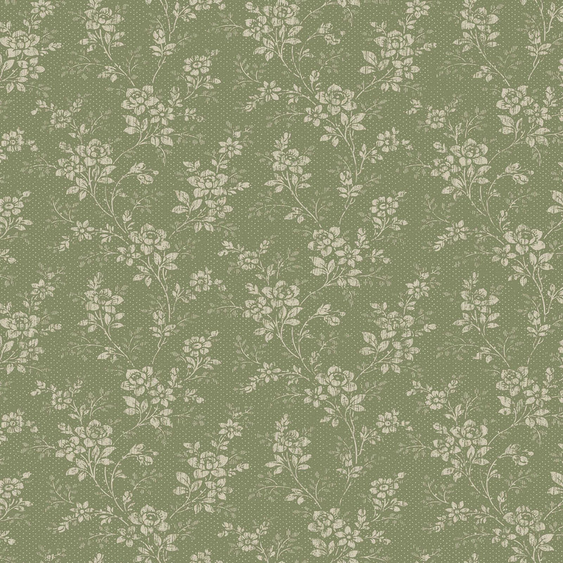 1182 Hip Rose Light Green and Beige Icons Wallpaper by Boråstapeter