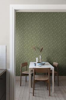 Hip Rose Light Green and Beige Icons Wallpaper by Boråstapeter