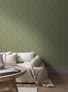 1182 Hip Rose Light Green and Beige Icons Wallpaper by Boråstapeter