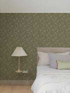Hip Rose Light Green and Beige Icons Wallpaper by Boråstapeter