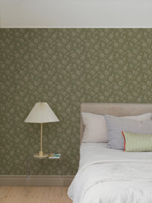 Hip Rose Light Green and Beige Icons Wallpaper by Boråstapeter