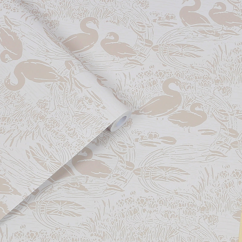 118471 Swans Dove Grey  Wallpaper by Laura Ashley