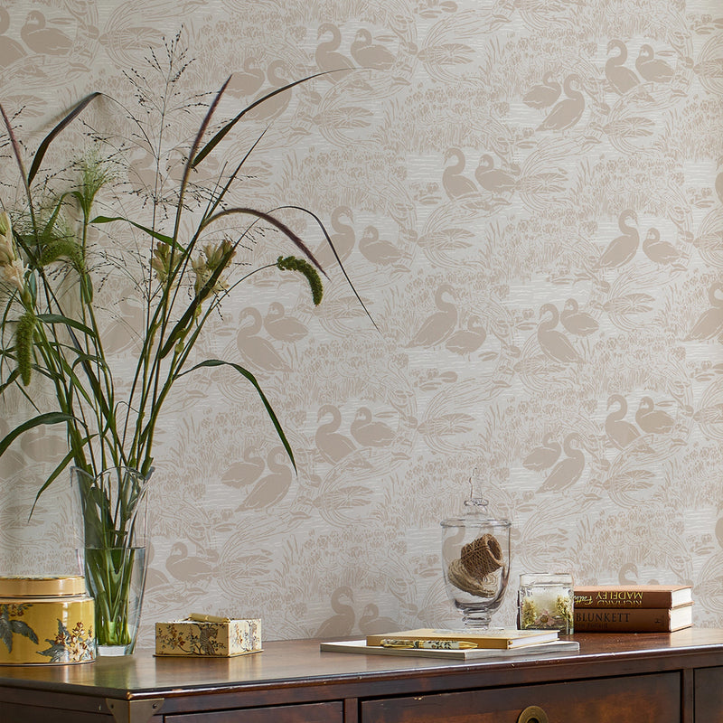 118471 Swans Dove Grey  Wallpaper by Laura Ashley