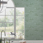 118472 Swans Jade Green Wallpaper by Laura Ashley