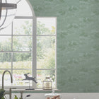 118472 Swans Jade Green Wallpaper by Laura Ashley
