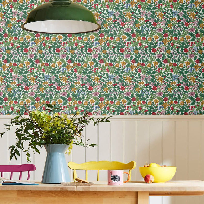 118543 Arts and Crafts Floral Rainbow Wallpaper by Joules