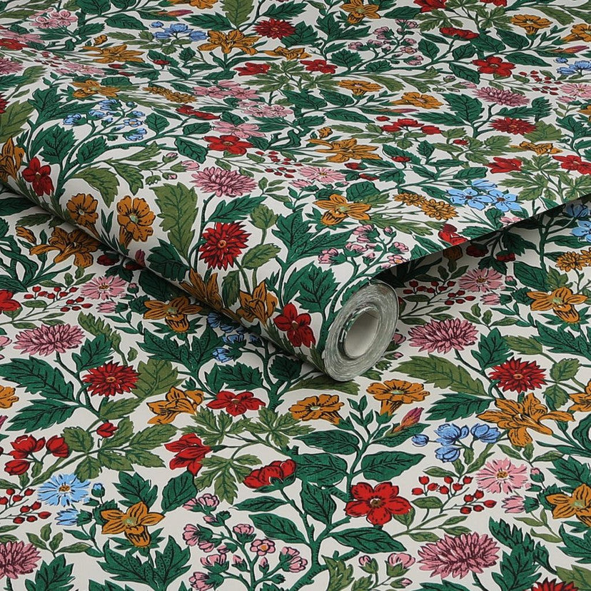 118543 Arts and Crafts Floral Rainbow Wallpaper by Joules
