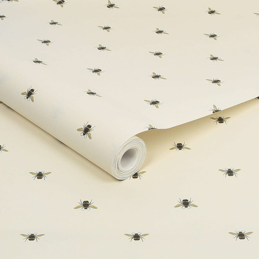 118544 Botanical Bee Creme Wallpaper by Joules