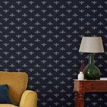 118546 Block Print Bee French Navy Wallpaper by Joules