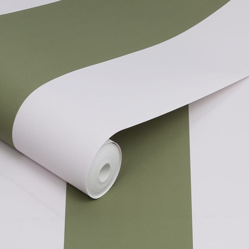 118548 Harborough Stripe Olive Green Wallpaper by Joules