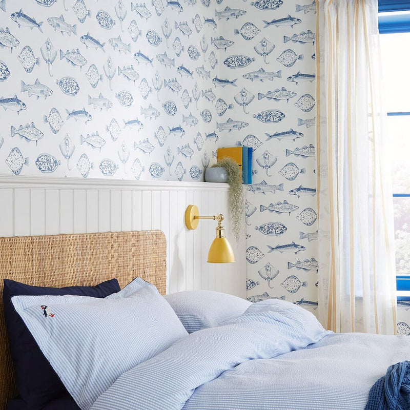 118554 Name The Plaice Coast Blue Wallpaper by Joules