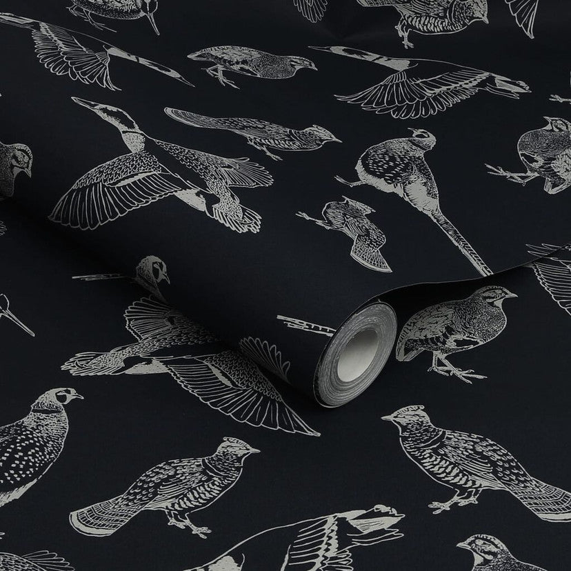 118555 Hunting Birds French Navy Wallpaper by Joules