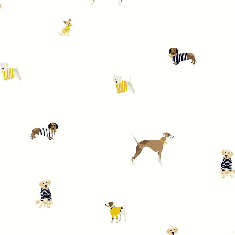 118560 Harbour Dogs Creme Wallpaper by Joules